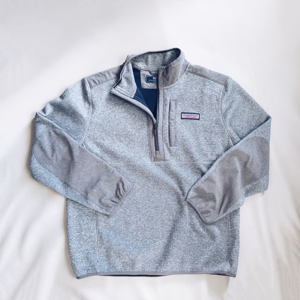 Vineyard Vines Men's Gray Quarter-Zip Sweater